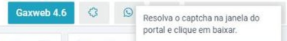 Aviso do GaxWeb pedindo para resolver o captcha na janela do portal